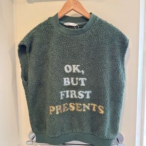 Bluenotes "OK, BUT FIRST PRESENTS" Sherpa Vest - Green - M/L